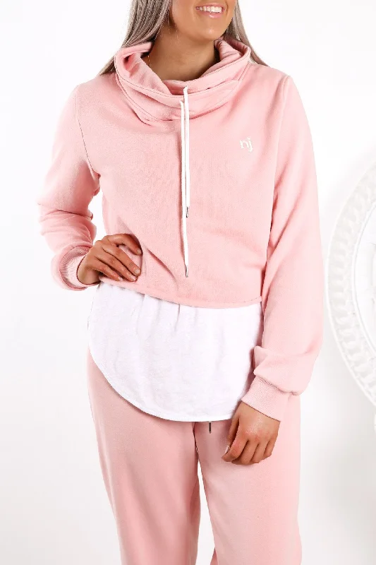 Authentic Crop Sweater Pastel Pink Welt Pockets Slit Pockets Flap Pockets