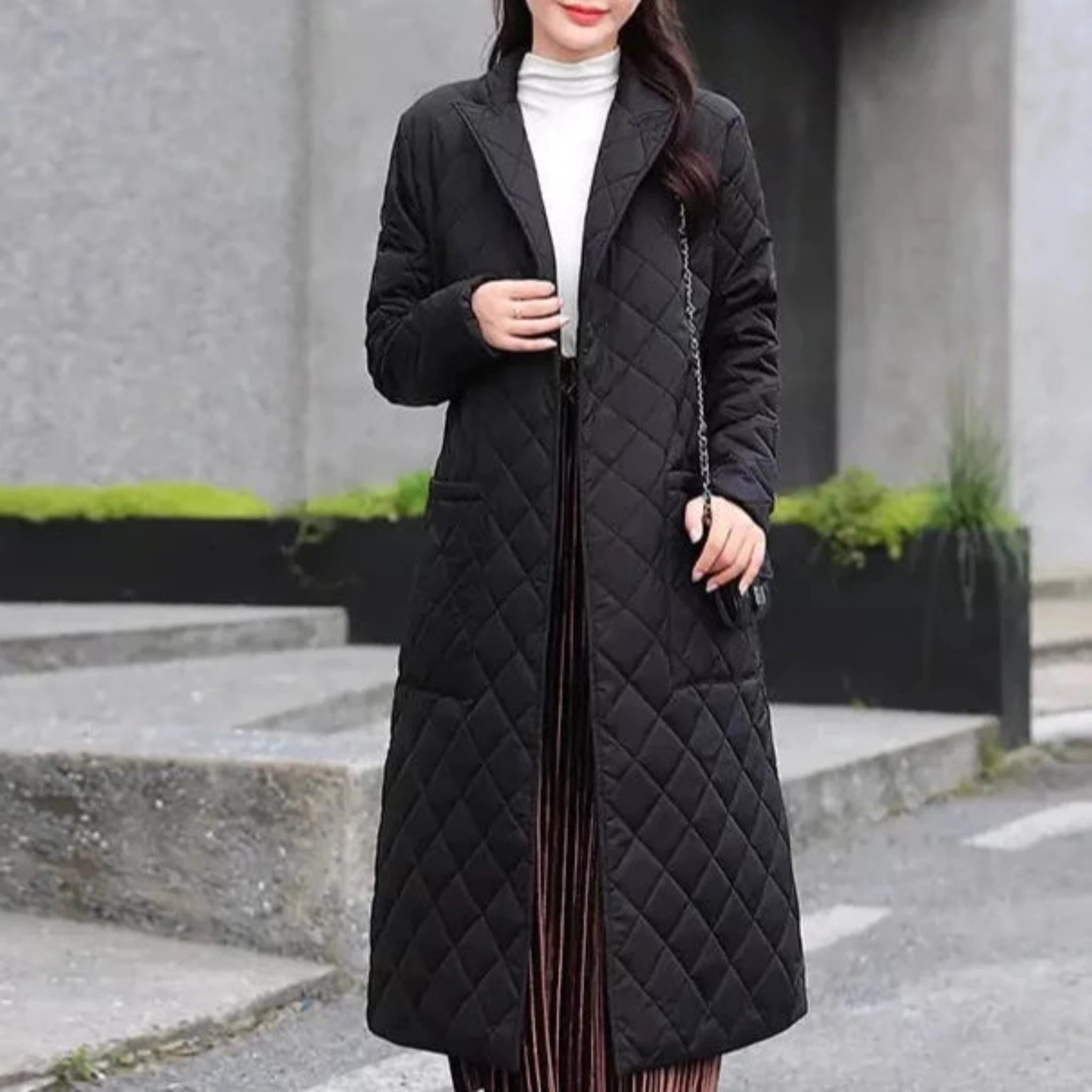 Latest Winter Long Coats for Girls with Adjustable Waist Draped Collar Cardigan