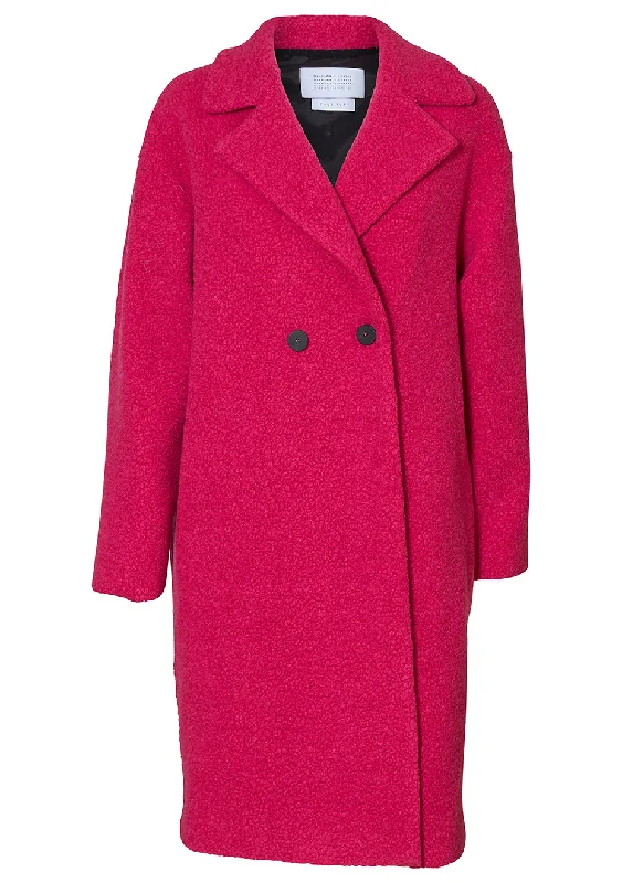 Drop Shoulder Bouclé Coat Fuchsia Cozy Fleece Hoodie