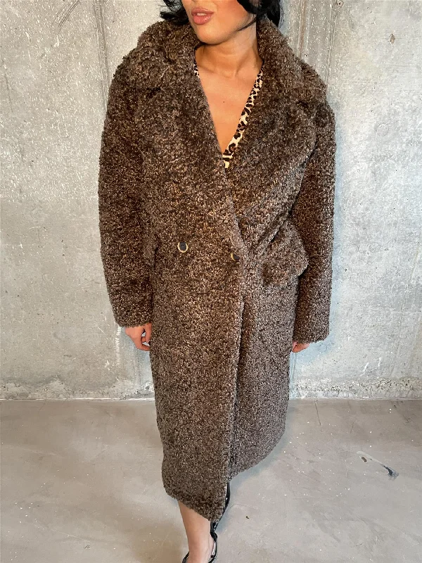 Brown Teddy-Bear Maxi-Coat Reversible Quilted Jacket