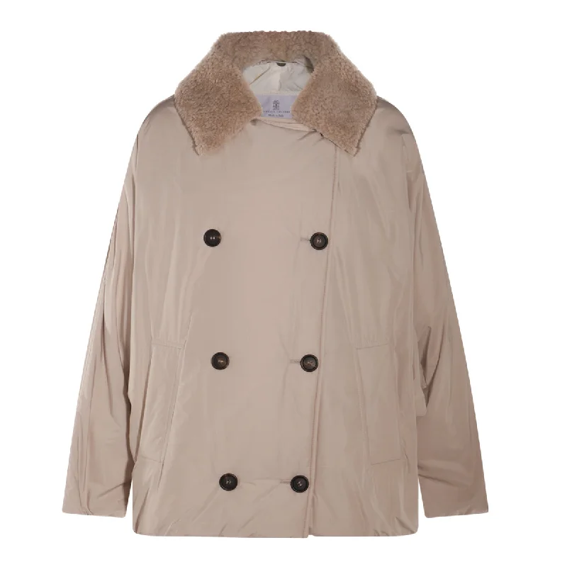 Brunello Cucinelli Coats Beige Quilted Puffer Jacket