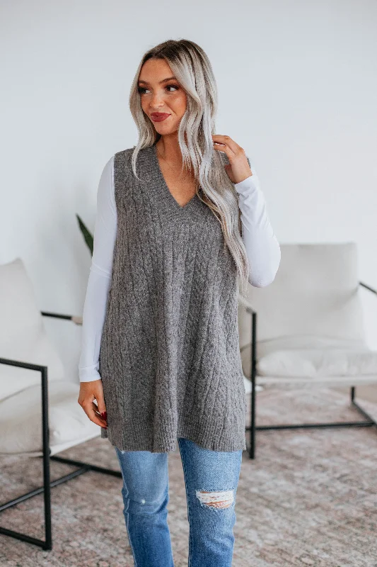 Casilee Sweater Vest - Charcoal Terry Terry Cloth Terry Knit