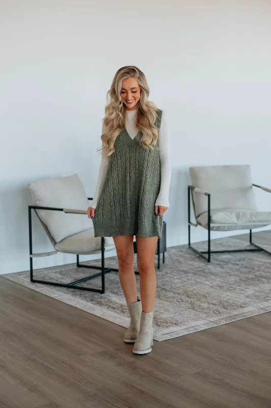 Casilee Sweater Vest - Olive Stretchy Elastic Breathable