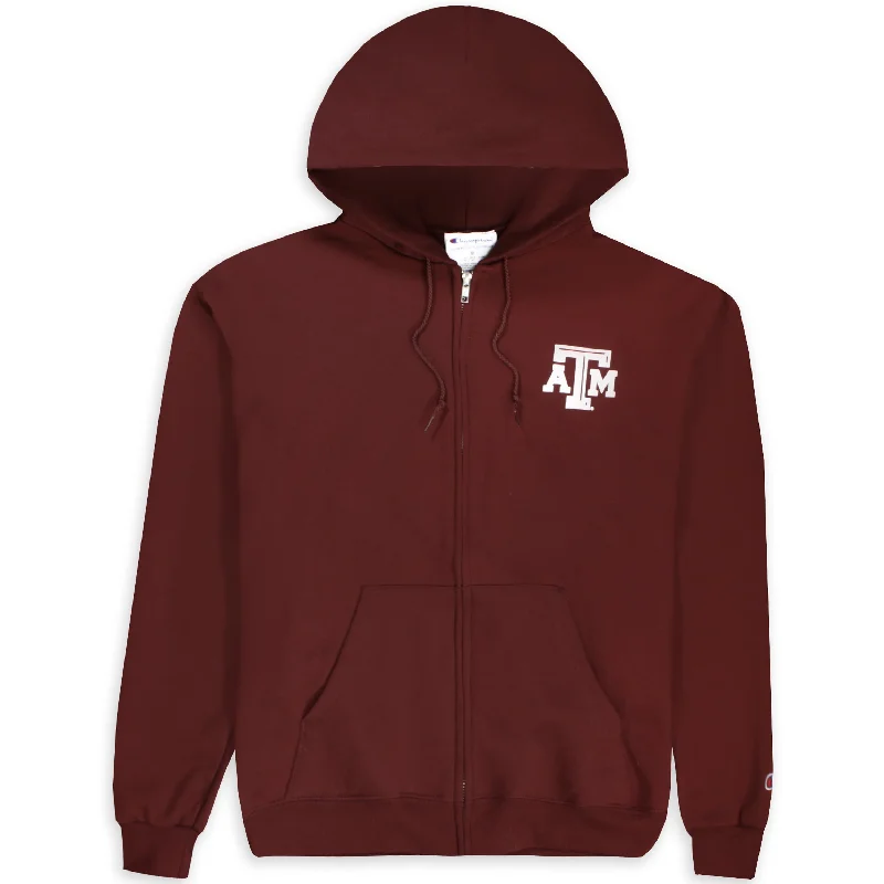 Texas A&M Champion Aggie Full Zip Hoodie Hoodie with Belted Waist Structured Tailored