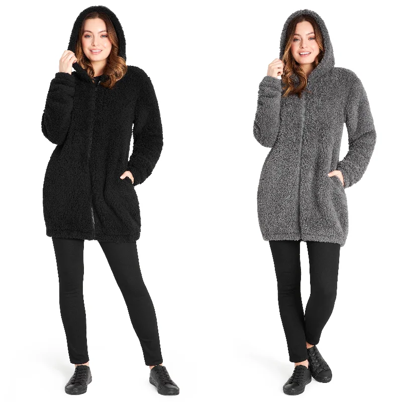 CityComfort Hoodies for Women and Teens, Fluffy Teddy Fleece Hoodie Hoodie with Mock Neck Collared Structured