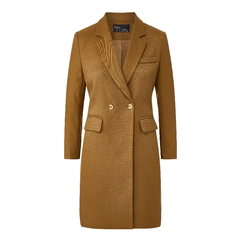 Deal Closer Outer Coat - Camel Brown High-Collar Puffer Coat