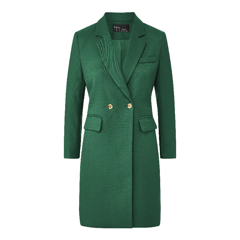 Deal Closer Outer Coat - Emerald Green Elegant Cape Blazer