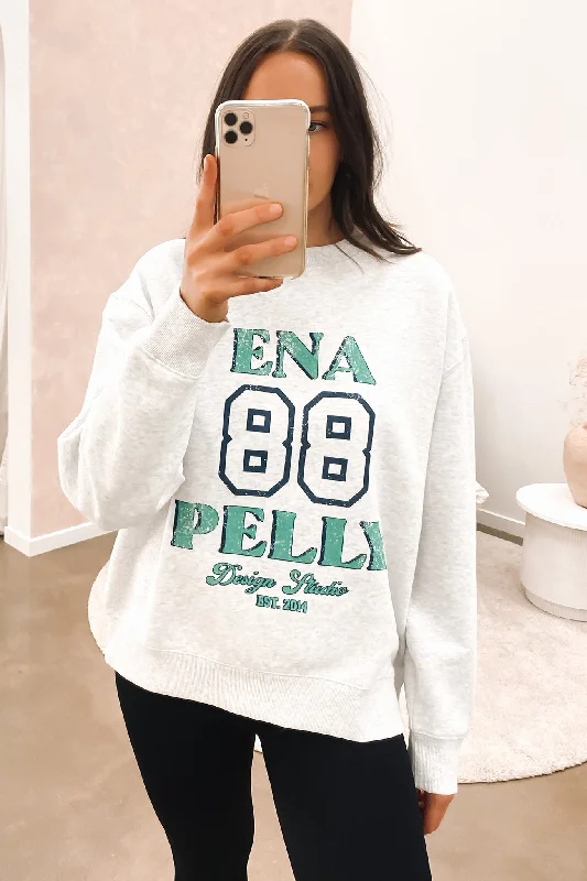 Derby Oversized Sweater White Marle Tailored Straight A-Line