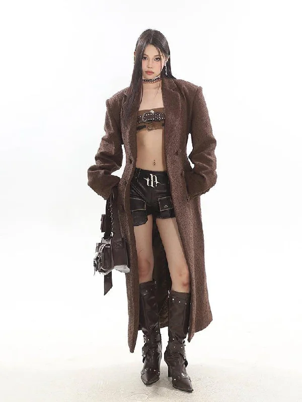 Elegant Waist-Accentuated Long Coat Trendy Puffer Vest