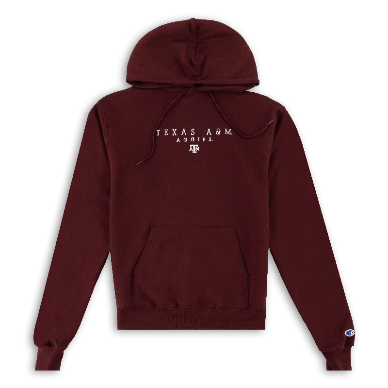 Texas A&M Aggies Champion Embroidered Hoodie Hoodie with Drawstring Waist Adjustable Fitted