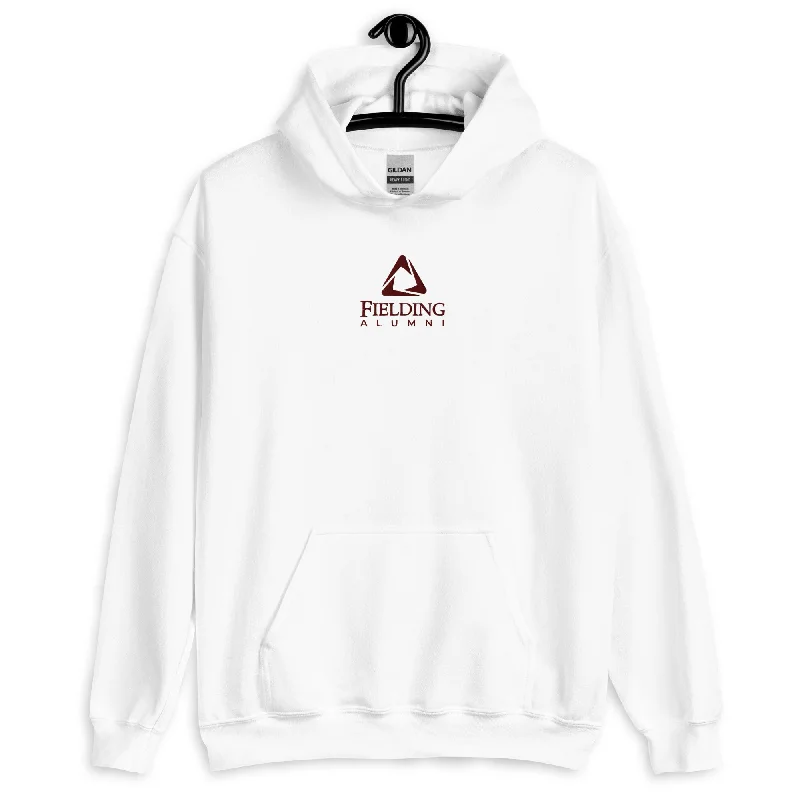 Unisex Heavy Blend Hoodie | Embroidered Alumni Logo Hoodie with Hem Raw Edge Edgy Unfinished