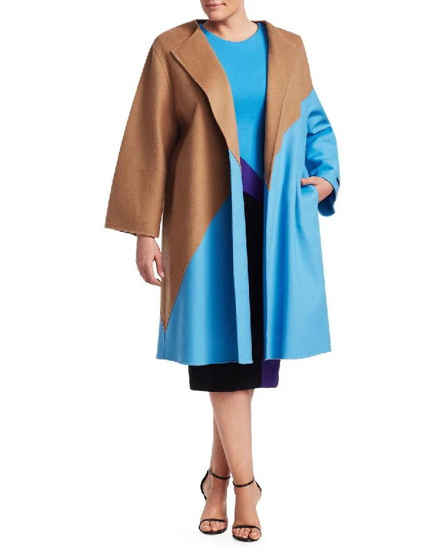 FAUSTO PUGLISI X MARINA RINALDI Women's Camel Telefilm Coat $2600 NWT Stretch Fit Moto Jacket