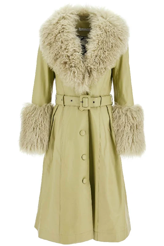SAKS POTTS foxy leather and shearling long coat Boho Fringe Cardigan