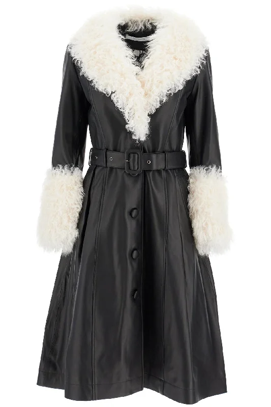 SAKS POTTS foxy leather and shearling long coat Belted Midi-Length Coat