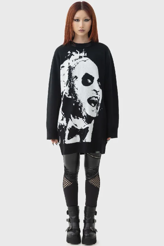 Ghost With The Most Intarsia Sweater Chenille Brocade Lace