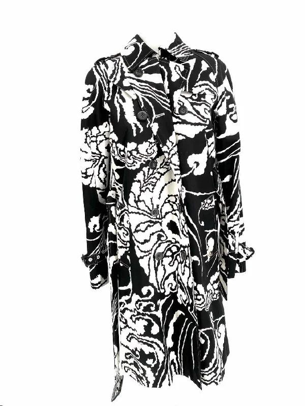 Gucci Women's Black/White Belted Cotton Abstract Size M Coat Checkered Wool Shacket