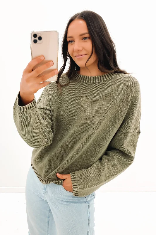 Ivy Sweater Dark Olive Cashmere Blend Cotton Blend Poly Blend