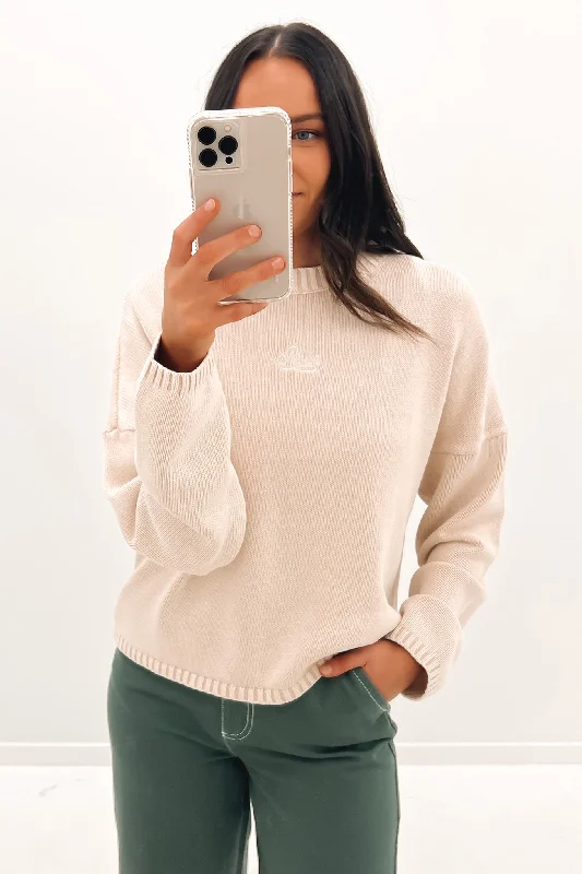 Ivy Sweater Natural Print Jacquard Patchwork