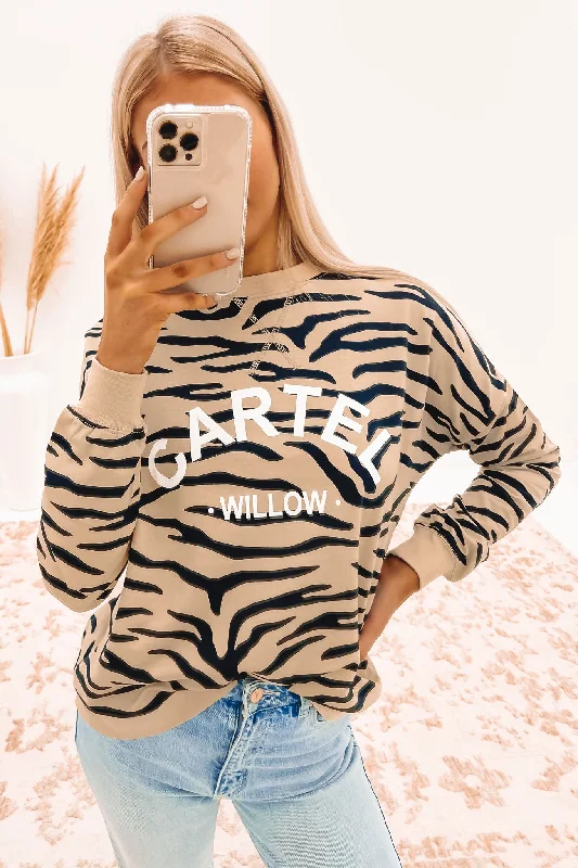 Izzy Sweater Taupe Zebra Knit Fabric Woven Fabric Fleece Fabric