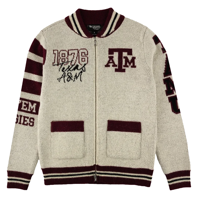 Texas A&M Gig 'Em Aggies Jacquard Sweater Collared Crew Neck Turtle Neck
