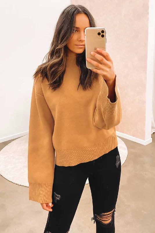 Jacques Knitted Sweater Sand Toggled Drawstring Belted