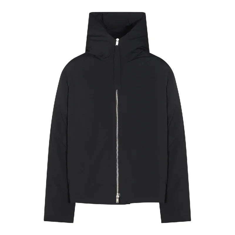 Jil Sander Coats Black Hooded Parka Coat