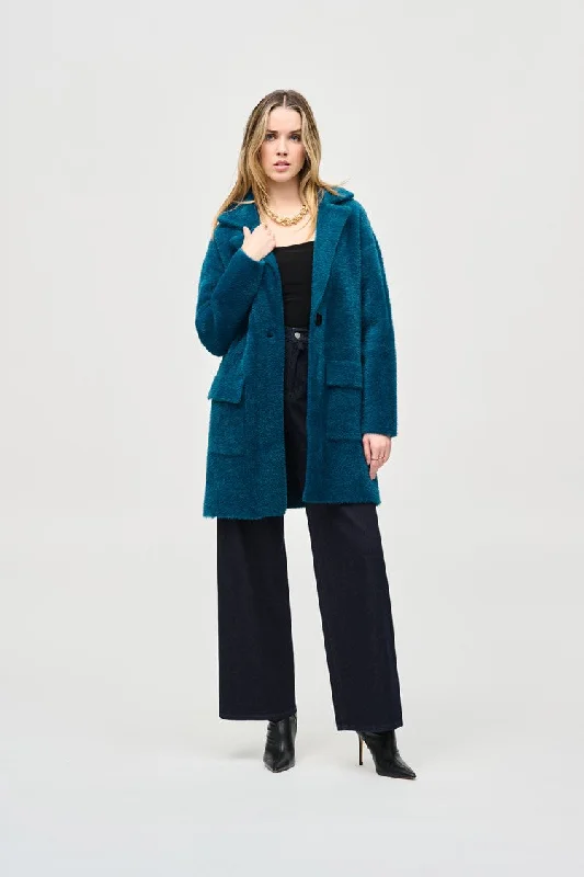 Joseph Ribkoff Twilight Feather Yarn Sweater Coat Stylish Fashionable Trendy