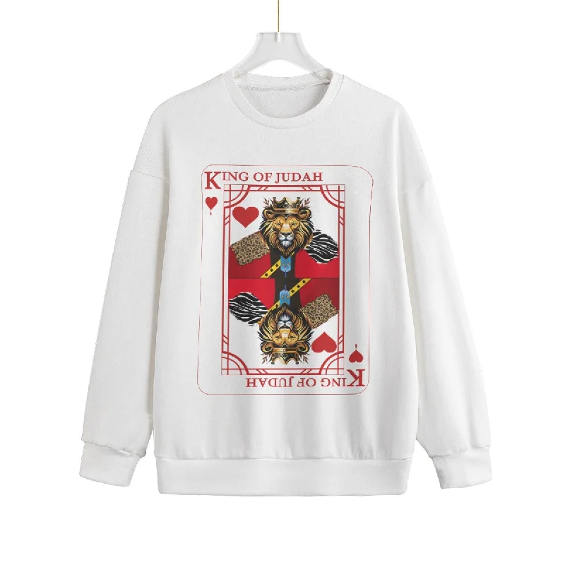 KING OF JUDAH HEARTS CARD DESIGN Unisex Fleece Sweater (PLUS SIZE) Fitted Loose Oversized
