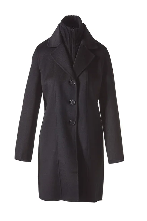 Kinross Knit Insert Notch Collar Coat Black Vintage Suede Jacket
