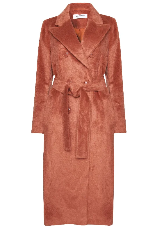Glamorous Rust Double Breasted Long Line Coat Sleeveless Puffer Vest