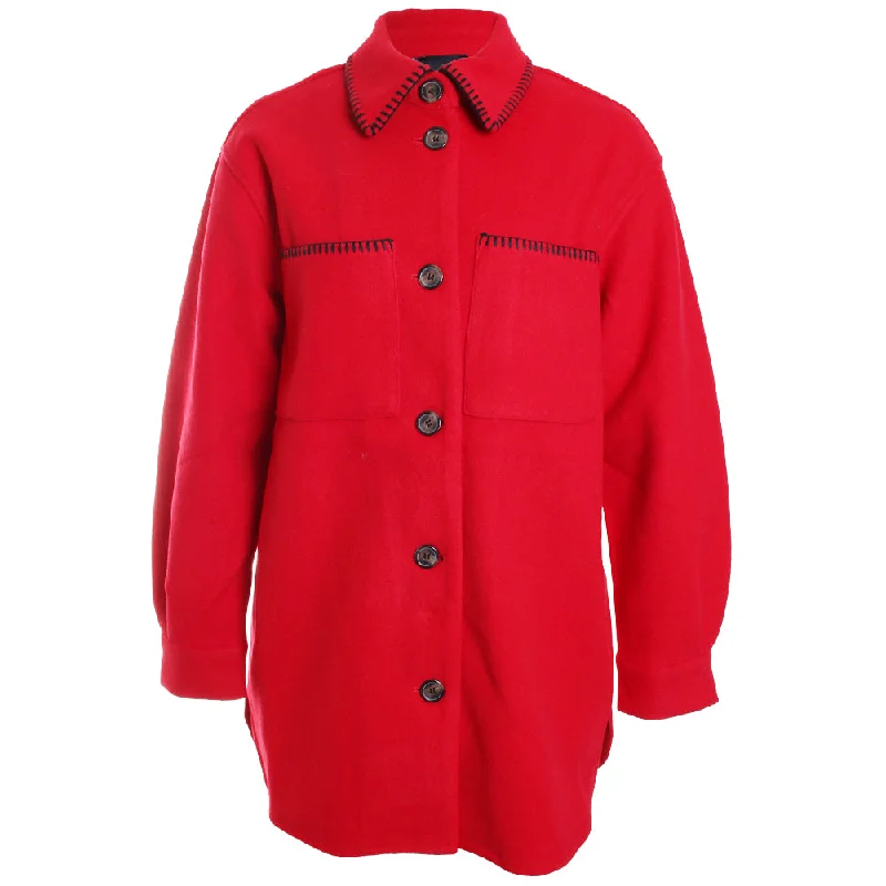 Long Sleeve Button Front Coat Embroidered Kimono Coat