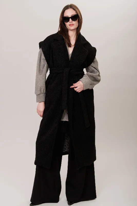 LUISAN COAT BLACK Collared Pea Coat