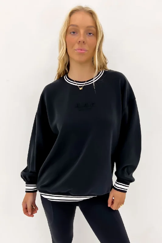 Luxe Active College Crew Sweater Black Sweater Knitwear Pullover