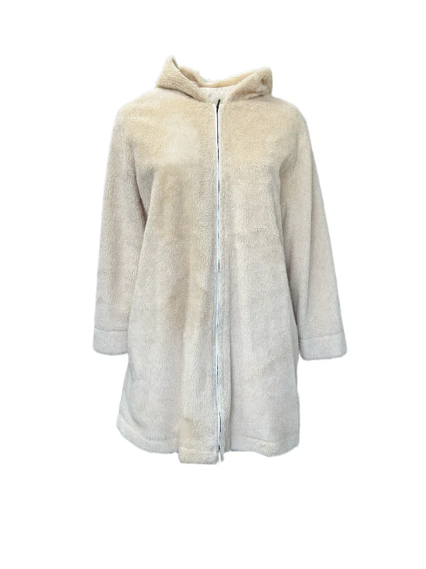 Marina Rinaldi Women's Bianco Oceano Zipper Closure Coat NWT Ruched Sleeve Blazer