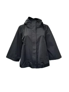 Marina Rinaldi Women's Black Tango Zipper Closure Rain Coat NWT Polished Tailored Coat
