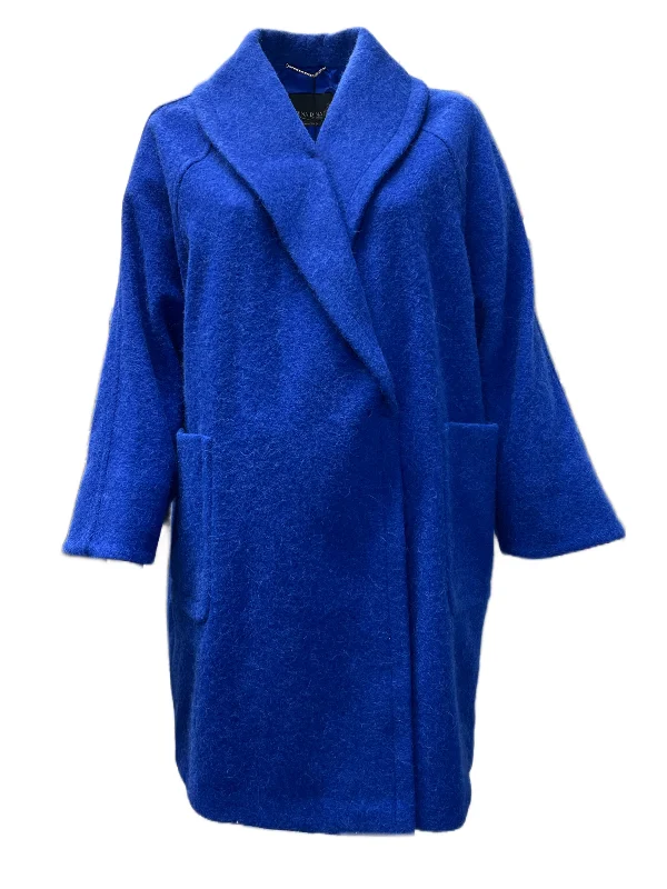Marina Rinaldi Women's Blue Terminal Alpaca Blended Coat NWT Buttoned Peplum Coat