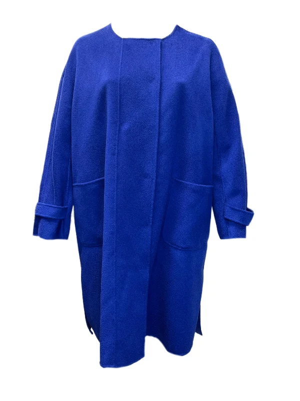 Marina Rinaldi Women's Blue Tetiana Button Closure Coat NWT Puff Sleeve Blazer