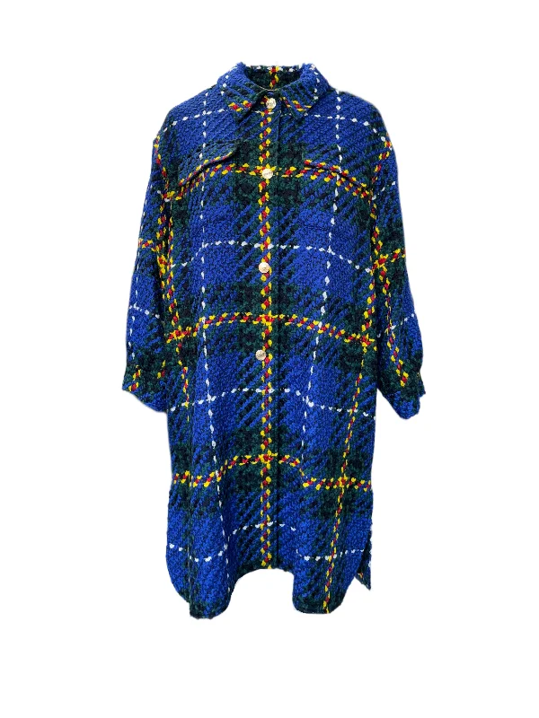 Marina Rinaldi Women's Blue Trono Button Closure Coat NWT Hooded Raincoat Women