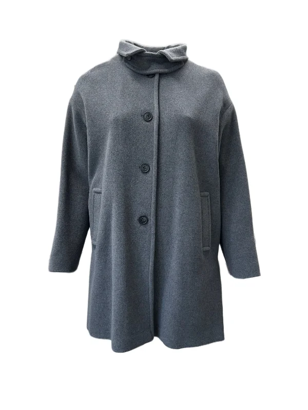 Marina Rinaldi Women's Grey Naiade Button Closure Coat NWT Flowy Lightweight Kimono