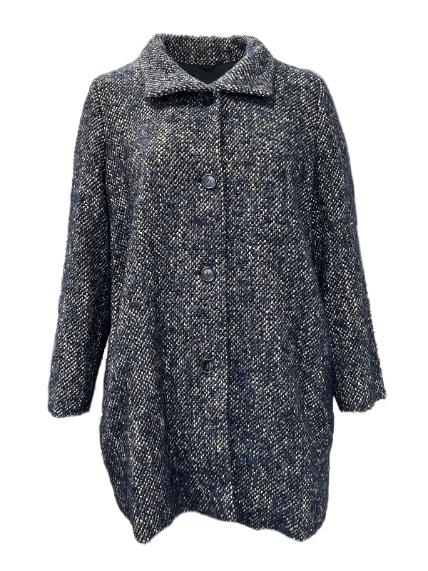 Marina Rinaldi Women's Navy Napea Button Closure Coat NWT Soft Flannel Shacket