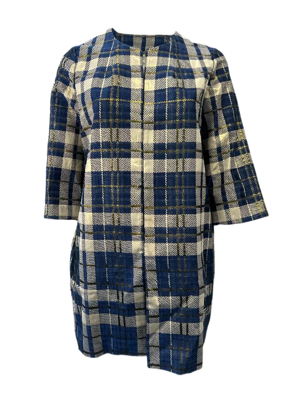 Marina Rinaldi Women's Navy Tiara Plaid Duster Coat Size 18W/27 NWT Chic Winter Coat
