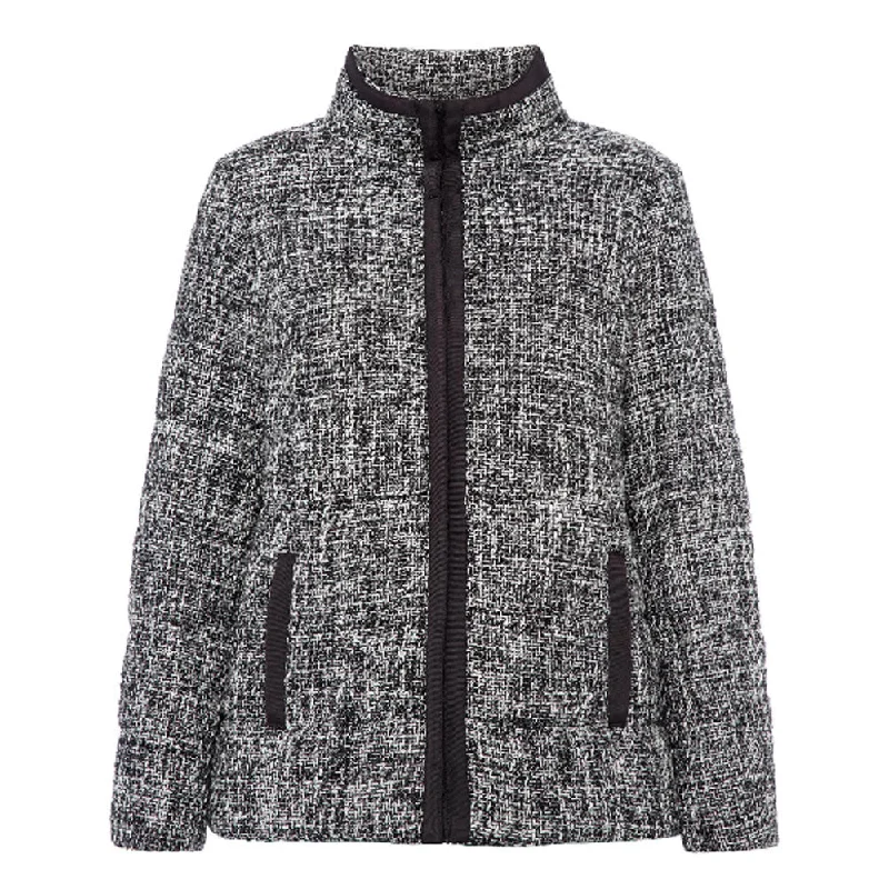 MARINA RINALDI Women's Nettuno Basket Weave Coat, Navy/White, 8W / 17 Puff Shoulder Coat