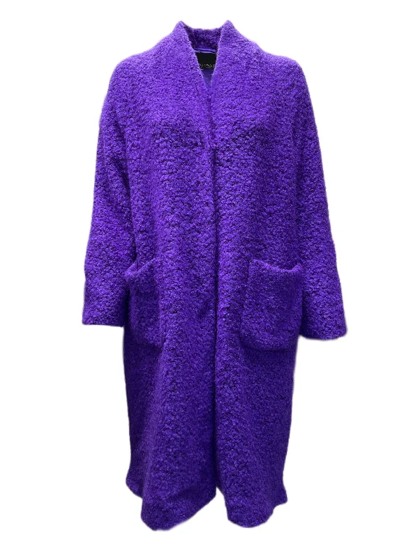 Marina Rinaldi Women's Purple Ondoso Button Closure Coat NWT Cropped Fleece Jacket