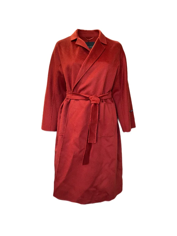 Marina Rinaldi Women's Red Tempera Belted Coat NWT Hooded Puffer Anorak