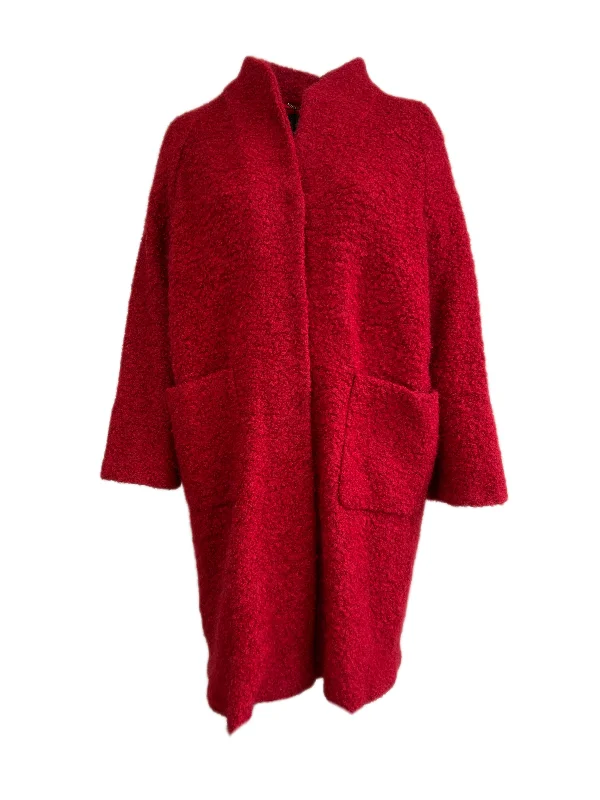 Marina Rinaldi Women's Red Tropea Virgin Wool Blended Coat Size 18W/27 NWT Fleece Lined Windbreaker