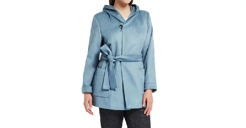 MARINA RINALDI Women's Ski Blue Oporto Virgin Wool Coat $1565 NWT Ultra-Soft Sherpa Vest