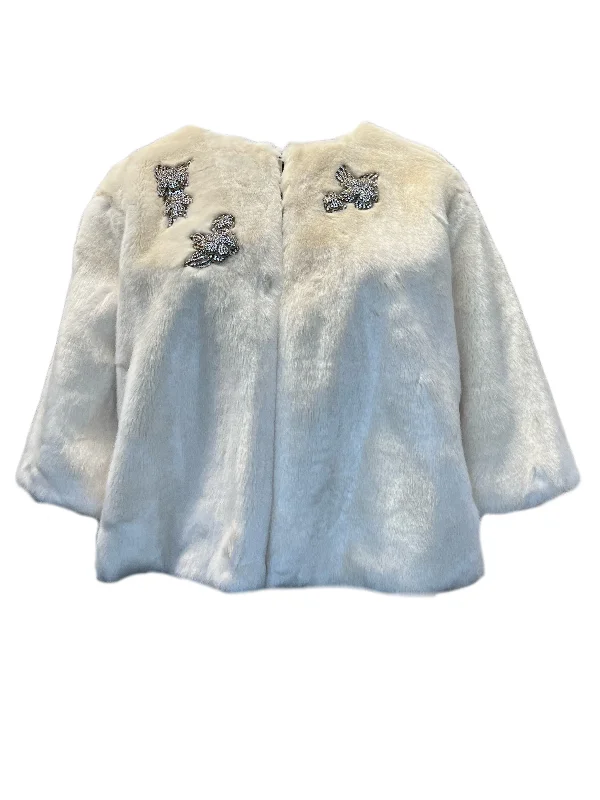 Marina Rinaldi Women's White Ninfea Faux Fur Coat NWT Cropped Tweed Jacket