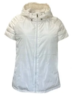Marina Rinaldi Women's White Pacifico Zipper Closure Coat NWT High-Collar Puffer Coat