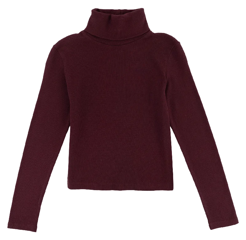 Maroon Turtle Neck Cropped Sweater Notch Collar Peter Pan Collar Cowl Neck