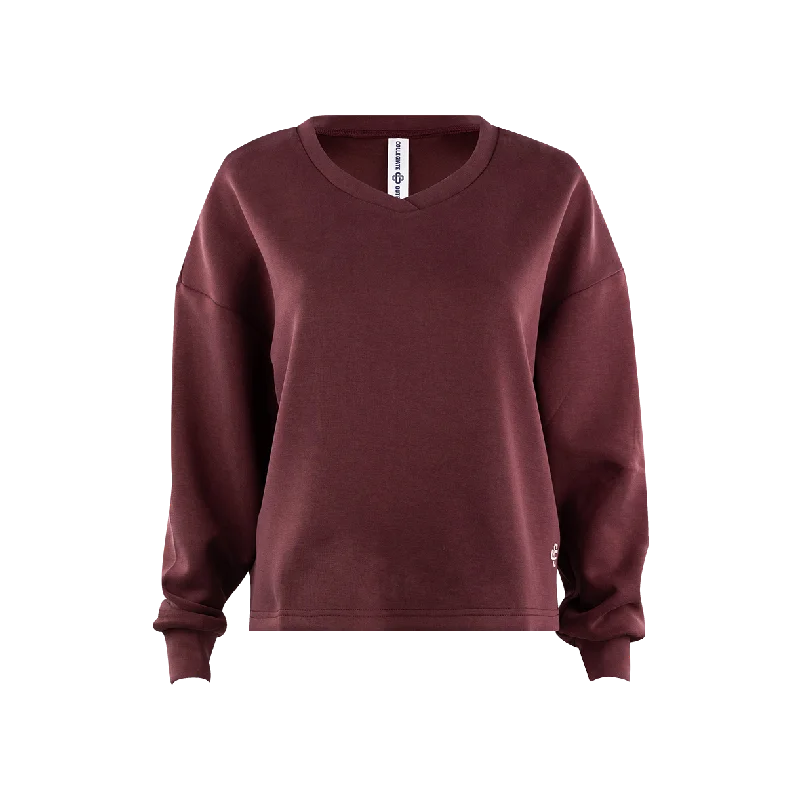 Collegiate Outfitters Maroon Butter Soft V-Neck Box Cut Sweatshirt Hoodie with Applique Textured Unique